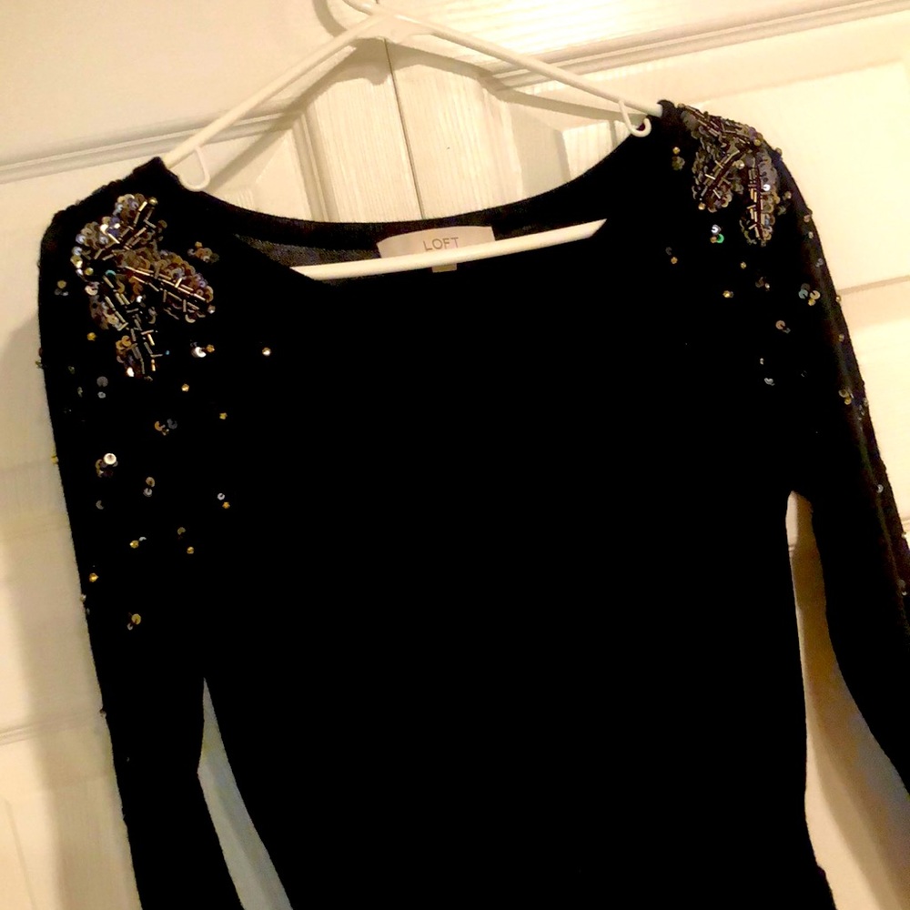 Loft sequin shoulder knit dress